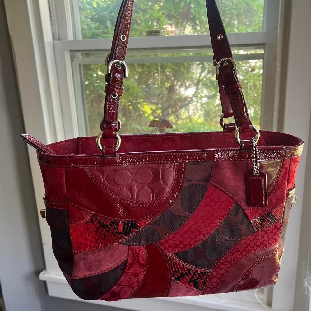 Y2K 2000s Coach Mosaic Patchwork Signature C Monogram Gallery Tote Shoulder bag